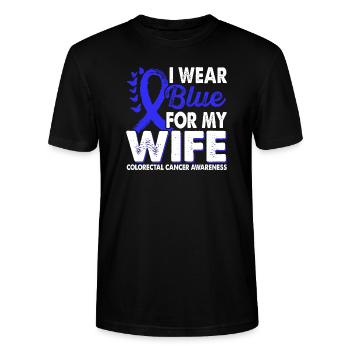 Portez du bleu clair pour la sensibilisation au cancer colorectal chez la femme - T-shirt bio CRAFTER Stanley Stella Unisexe - noir - Devant - Alina (178cm) & Michal (187cm)