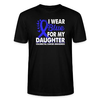 Portez du bleu clair pour le cancer du côlon de la fille - T-shirt bio CRAFTER Stanley Stella Unisexe - noir - Devant - Alina (178cm) & Michal (187cm)