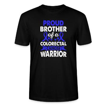 Colorectal Cancer Warrior Consciousness Blue Brother - Stanley/Stella CRAFTER Unisex Organic T-Shirt - black - Front - Alina (178cm) & Michal (187cm)
