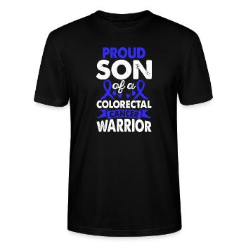 Son of colon cancer warrior colon consciousness - Stanley/Stella CRAFTER Unisex Organic T-Shirt - black - Front - Alina (178cm) & Michal (187cm)