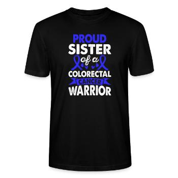 Schwester Von Darmkrebs Warrior Awareness Blue - Stanley/Stella Unisex Bio-T-Shirt CRAFTER - Schwarz - Vorne - Alina (178cm) & Michal (187cm)