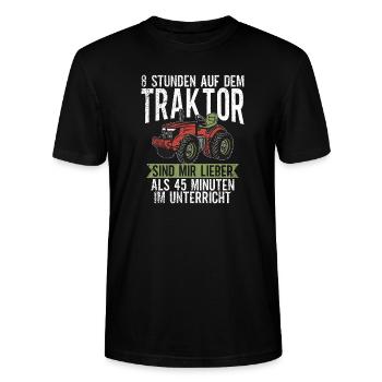 Lieber auf dem Traktor als im Unterricht - Stanley/Stella Unisex Bio-T-Shirt CRAFTER - Schwarz - Vorne - Alina (178cm) & Michal (187cm)