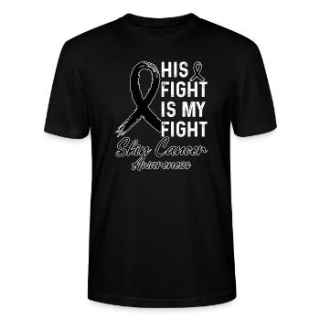 His fight is our fight Skin Melanoma Cancer - Stanley/Stella CRAFTER Unisex Organic T-Shirt - black - Front - Alina (178cm) & Michal (187cm)