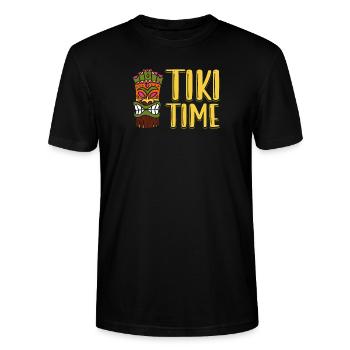 Tiki Time Hawaiian Luau Maui Hawaii Party Tiki - Stanley/Stella CRAFTER Unisex Organic T-Shirt - black - Front - Alina (178cm) & Michal (187cm)
