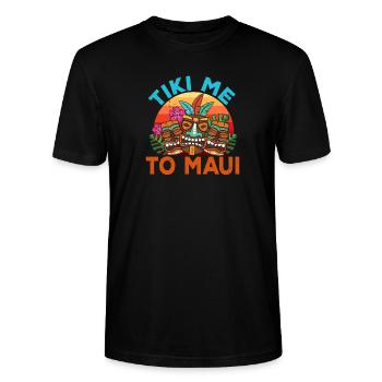 Tiki Me To Maui Hawaiian Luau Maui Hawaii Party - Stanley/Stella CRAFTER Unisex Organic T-Shirt - black - Front - Alina (178cm) & Michal (187cm)