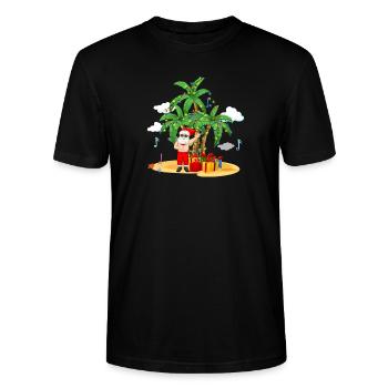 Christmas in July Santa Claus Surfing Hawaiian - Stanley/Stella CRAFTER Unisex Organic T-Shirt - black - Front - Alina (178cm) & Michal (187cm)