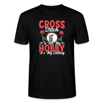 Kreuzstich Hobby Handwerk Quilten Nähen Quilter - Stanley/Stella Unisex Bio-T-Shirt CRAFTER - Schwarz - Vorne - Alina (178cm) & Michal (187cm)