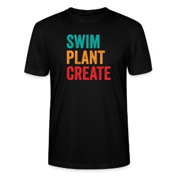 Swim Plant Create Aquascaping Aquascaper Aquarium - Stanley/Stella CRAFTER Unisex Organic T-Shirt - black - Front - Alina (178cm) & Michal (187cm)