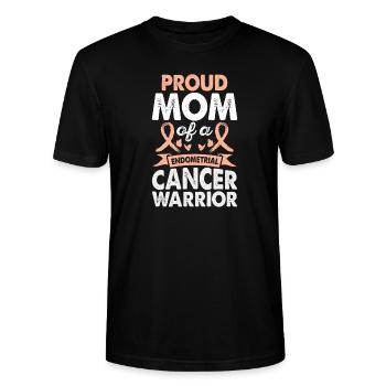 Mom of Endometrial Cancer Warrior Consciousness - Stanley/Stella CRAFTER Unisex Organic T-Shirt - black - Front - Alina (178cm) & Michal (187cm)