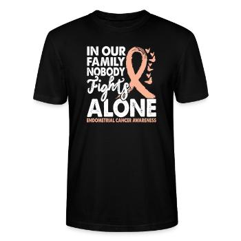 No one fights endometrial cancer alone, - Stanley/Stella CRAFTER Unisex Organic T-Shirt - black - Front - Alina (178cm) & Michal (187cm)