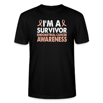 I am a survivor of the - Stanley/Stella CRAFTER Unisex Organic T-Shirt - black - Front - Alina (178cm) & Michal (187cm)