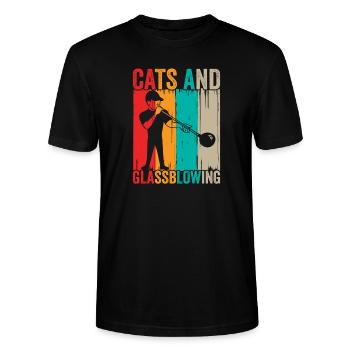 Glasbläserei Katzen Glasbläser Glasarbeiter - Stanley/Stella Unisex Bio-T-Shirt CRAFTER - Schwarz - Vorne - Alina (178cm) & Michal (187cm)