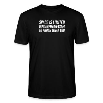 Haiku It’s Hard Haiku Poésie Citations Poète Haiku - T-shirt bio CRAFTER Stanley Stella Unisexe - noir - Devant - Alina (178cm) & Michal (187cm)