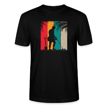 Retro Metal Detector Metal Detection Lover - Stanley/Stella CRAFTER Unisex Organic T-Shirt - black - Front - Alina (178cm) & Michal (187cm)