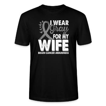 Wear Gray For Wife Brain Tumor Cancer - Stanley/Stella CRAFTER Unisex Organic T-Shirt - black - Front - Alina (178cm) & Michal (187cm)