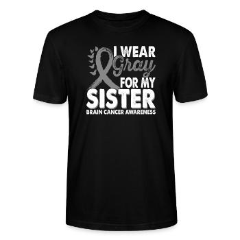Wear gray for the month of enlightenment about - Stanley/Stella CRAFTER Unisex Organic T-Shirt - black - Front - Alina (178cm) & Michal (187cm)