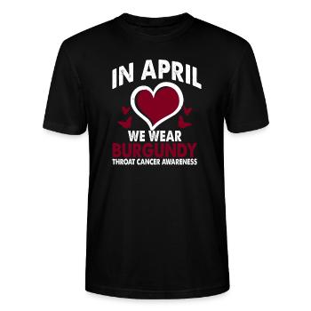 En avril, nous portons la Bourgogne, mois des Lumières - T-shirt bio CRAFTER Stanley Stella Unisexe - noir - Devant - Alina (178cm) & Michal (187cm)