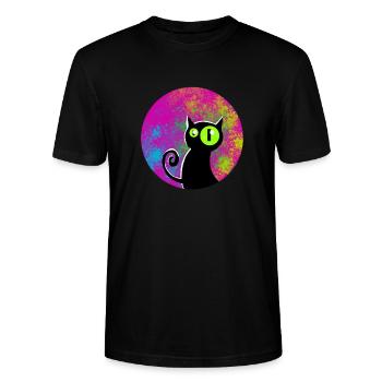 Chat noir aux yeux brillants - T-shirt bio CRAFTER Stanley Stella Unisexe - noir - Devant - Alina (178cm) & Michal (187cm)
