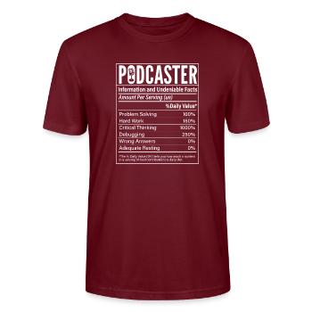Podcaster Podcast - Stanley/Stella CRAFTER Unisex Organic T-Shirt - burgundy - Front - Alina (178cm) & Michal (187cm)