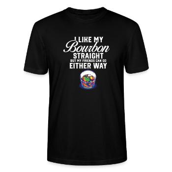 LGBT Proud Ally I Like My Bourbon Straight Gay - Stanley/Stella Unisex Bio-T-Shirt CRAFTER - Schwarz - Vorne - Alina (178cm) & Michal (187cm)