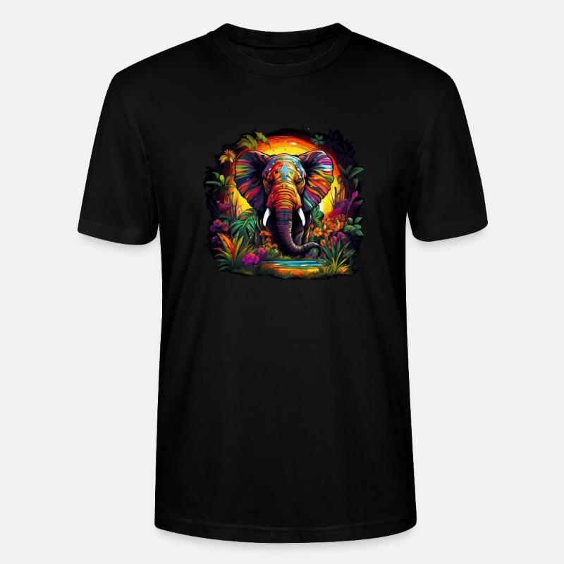 Elefanten im Dschungel - Stanley/Stella Unisex Bio-T-Shirt CRAFTER - Schwarz