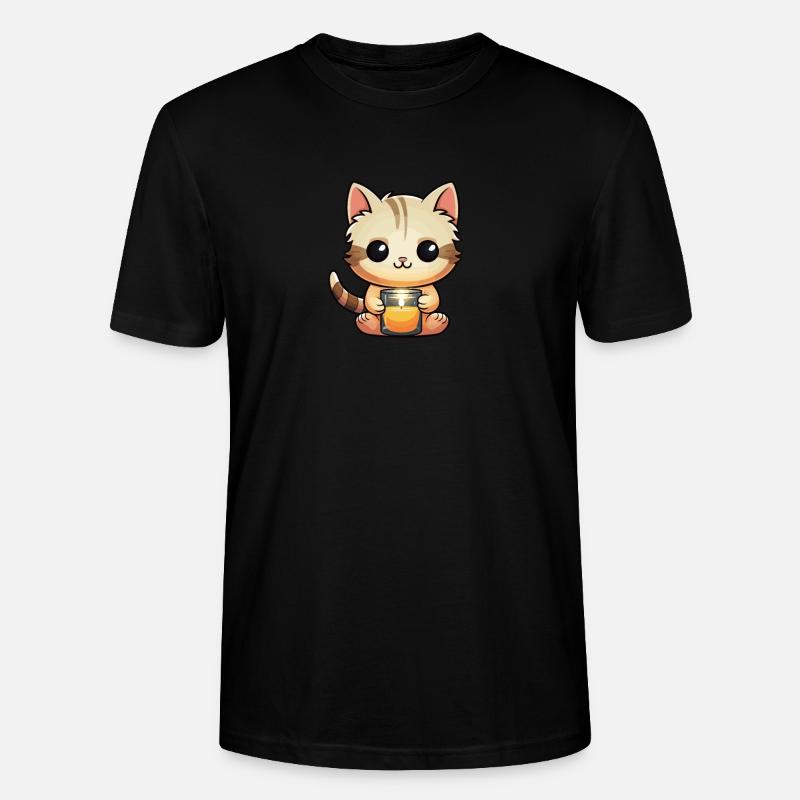 Niedliche Katze mit einer Kerze - Stanley/Stella Unisex Bio-T-Shirt CRAFTER - Schwarz
