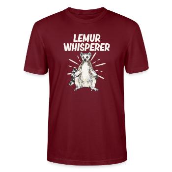 Lemur Catta Ring-tailed lemur - Stanley/Stella CRAFTER Unisex Organic T-Shirt - burgundy - Front - Alina (178cm) & Michal (187cm)