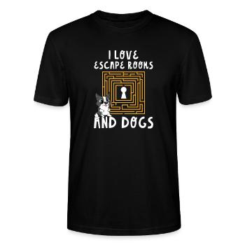 Challenge Cute I Love Escape Rooms And Dogs Puzzle - Stanley/Stella CRAFTER Unisex Organic T-Shirt - black - Front - Alina (178cm) & Michal (187cm)
