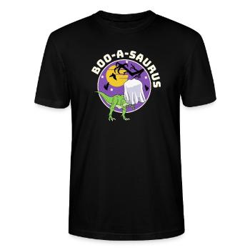 Boo-A-Saurus - Stanley/Stella CRAFTER Unisex Organic T-Shirt - black - Front - Alina (178cm) & Michal (187cm)