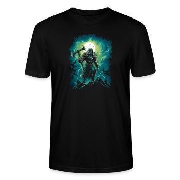 The god of thunder on your Halloween Thor - Stanley/Stella CRAFTER Unisex Organic T-Shirt - black - Front - Alina (178cm) & Michal (187cm)