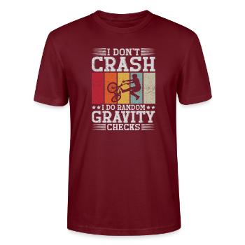 Je ne m’écrase pas Je fais des contrôles de gravité VTT - T-shirt bio CRAFTER Stanley Stella Unisexe - bordeaux - Devant - Alina (178cm) & Michal (187cm)