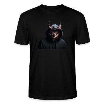 halloween fledermaus sehr gruselig - Stanley/Stella Unisex Bio-T-Shirt CRAFTER - Schwarz - Vorne - Alina (178cm) & Michal (187cm)