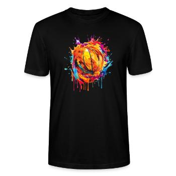 Maillot Basket Ballon Basketball Basket-ball Retro - T-shirt bio CRAFTER Stanley Stella Unisexe - noir - Devant - Alina (178cm) & Michal (187cm)