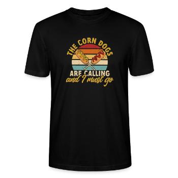 Corn Dog Corndog - Stanley/Stella CRAFTER Unisex Organic T-Shirt - black - Front - Alina (178cm) & Michal (187cm)