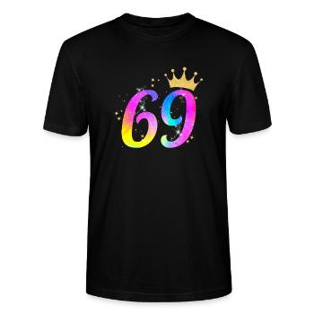 69. Geburtstag Geschenkidee Für 69 Jahre Alt - Stanley/Stella Unisex Bio-T-Shirt CRAFTER - Schwarz - Vorne - Alina (178cm) & Michal (187cm)