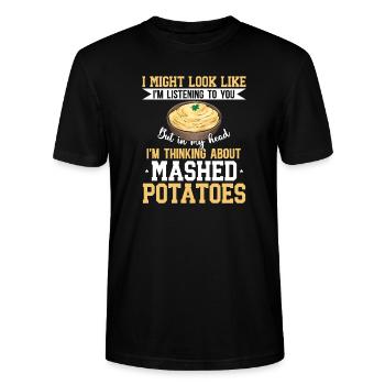 Purée de pommes de terre Purée de pommes de terre - T-shirt bio CRAFTER Stanley Stella Unisexe - noir - Devant - Alina (178cm) & Michal (187cm)