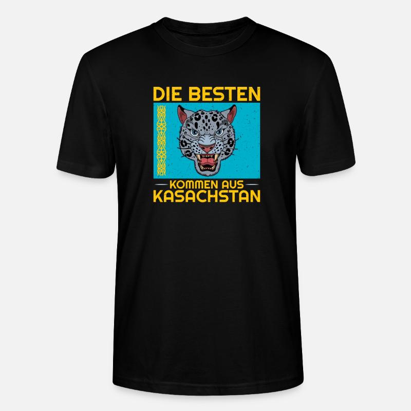Kasachstan Herkunft Flagge Schneeleopard - Stanley/Stella Unisex Bio-T-Shirt CRAFTER - Schwarz