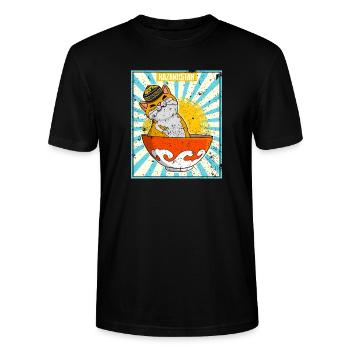 Kasachisch Kasachstan National Flagge Katze - Stanley/Stella Unisex Bio-T-Shirt CRAFTER - Schwarz - Vorne - Alina (178cm) & Michal (187cm)