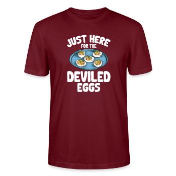 Gefüllte Eier Deviled Eggs - Stanley/Stella Unisex Bio-T-Shirt CRAFTER - Burgunderrot - Vorne - Alina (178cm) & Michal (187cm)