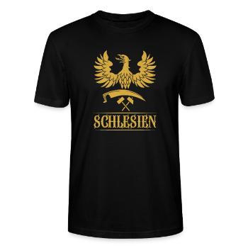 Schlesien Provinz Schläsig Polen Wappen Flagge - Stanley/Stella Unisex Bio-T-Shirt CRAFTER - Schwarz - Vorne - Alina (178cm) & Michal (187cm)