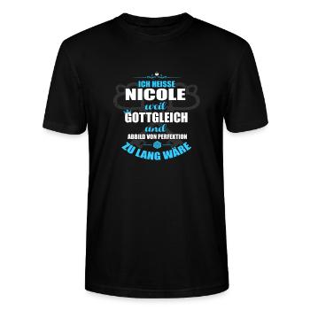 NICOLE-Geschenk - Stanley/Stella Unisex Bio-T-Shirt CRAFTER - Schwarz - Vorne - Alina (178cm) & Michal (187cm)