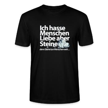 Ich hasse Menschen Liebe aber Steine Sarkasmus - Stanley/Stella Unisex Bio-T-Shirt CRAFTER - Schwarz - Vorne - Alina (178cm) & Michal (187cm)
