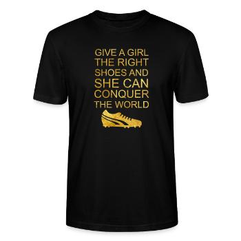 Football féminin Football filles Chaussures de football - T-shirt bio CRAFTER Stanley Stella Unisexe - noir - Devant - Alina (178cm) & Michal (187cm)