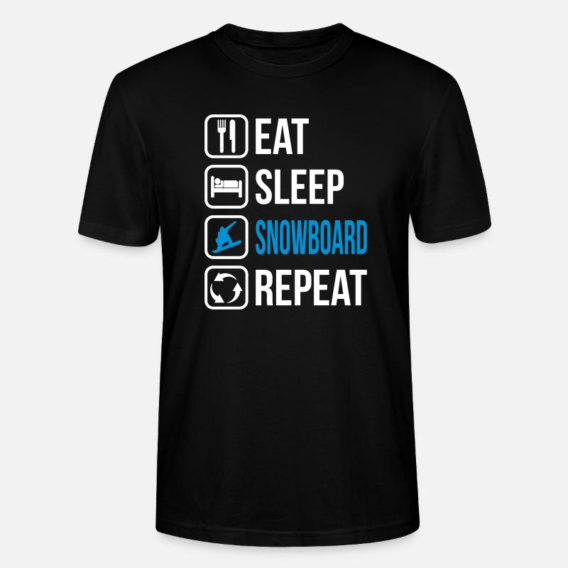 Mangez Sleep Snowboard Repeat - T-shirt bio CRAFTER Stanley Stella Unisexe - noir