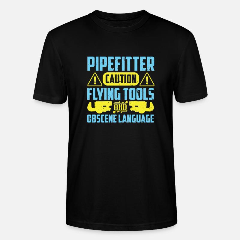 Pipefitter's Caution - Stanley/Stella Unisex Bio-T-Shirt CRAFTER - Schwarz