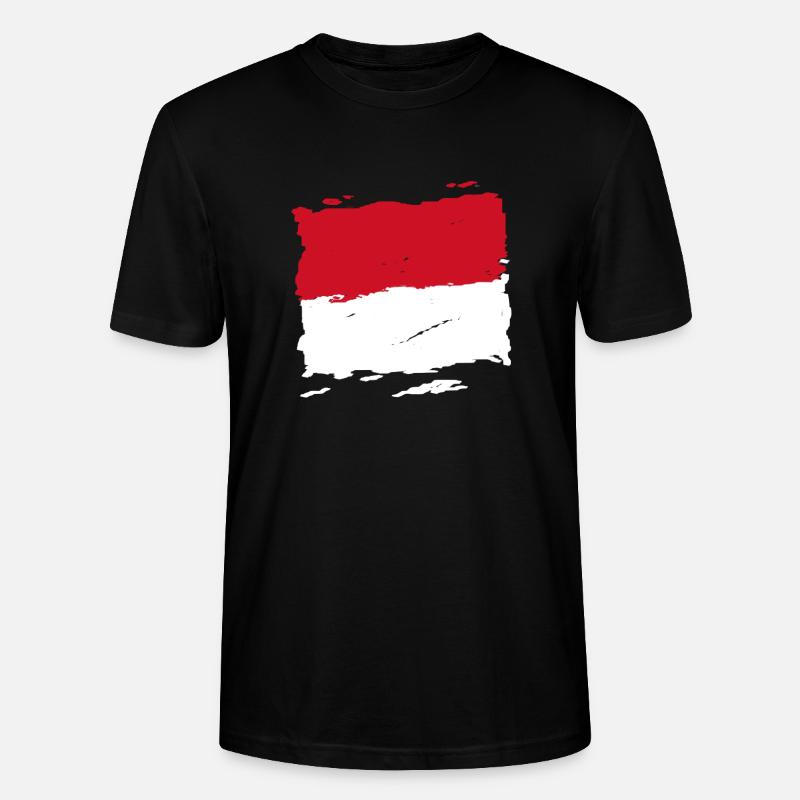 Monaco drapeau - Monaco Flagge - flag - Stanley/Stella Unisex Bio-T-Shirt CRAFTER - Schwarz