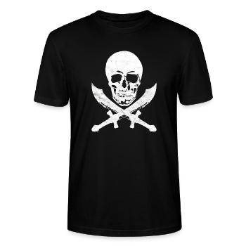 Drapeau de pirate pirate crâne pirate flag - T-shirt bio CRAFTER Stanley Stella Unisexe - noir - Devant - Alina (178cm) & Michal (187cm)