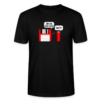 Floppy USB Stick Quelle idée de cadeau - T-shirt bio CRAFTER Stanley Stella Unisexe - noir - Devant - Alina (178cm) & Michal (187cm)