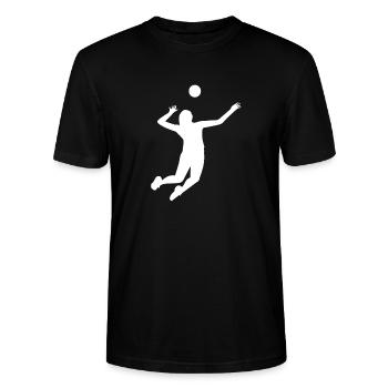 Volleyball Spielerin Silhoutte weiß - Stanley/Stella Unisex Bio-T-Shirt CRAFTER - Schwarz - Vorne - Alina (178cm) & Michal (187cm)