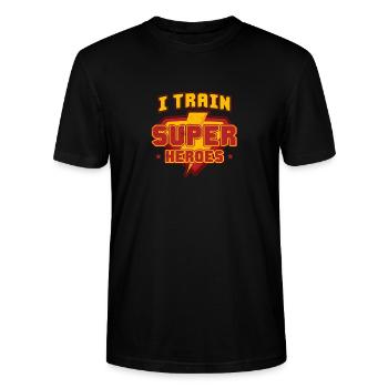 Je forme des super-héros - T-shirt bio CRAFTER Stanley Stella Unisexe - noir - Devant - Alina (178cm) & Michal (187cm)